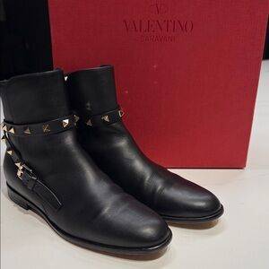 Valentino Garavani Black Leather Studded Women’s Boots